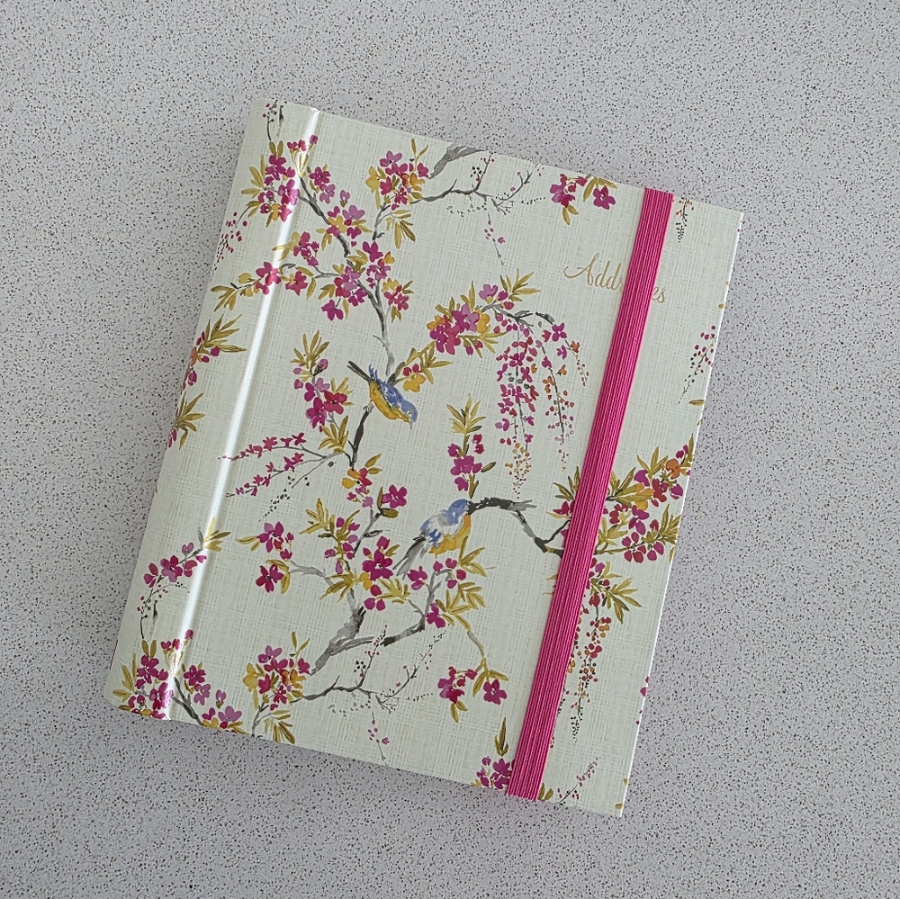 Floral Address Book with Pink Elastic Band